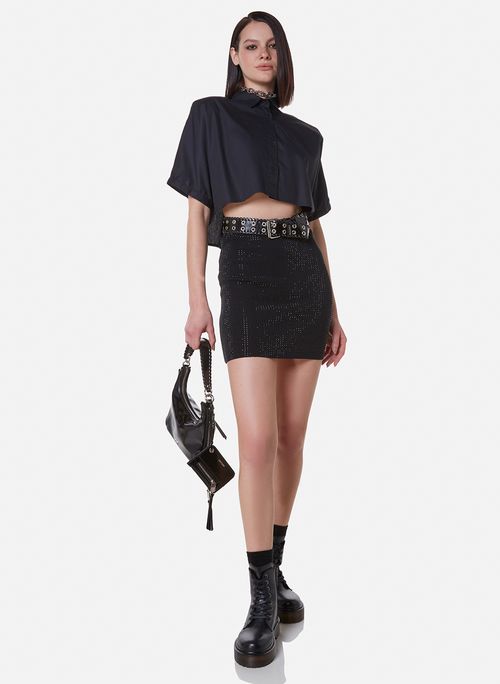 Camisa Cropped Donna Black John John Feminina