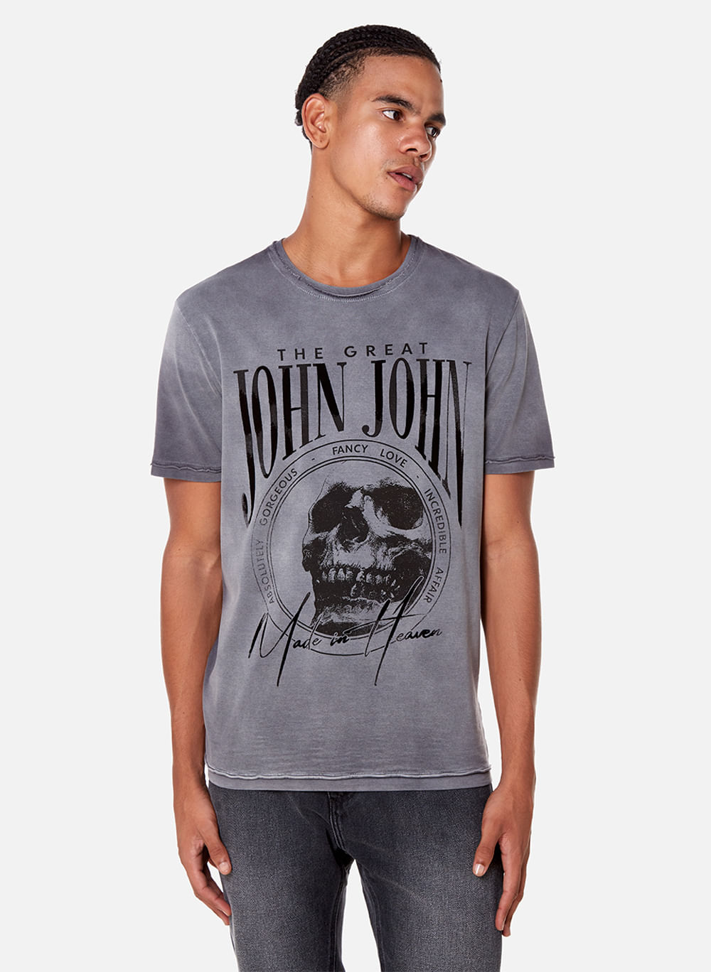 Camiseta Regular Fit Natural Skull John John Masculina