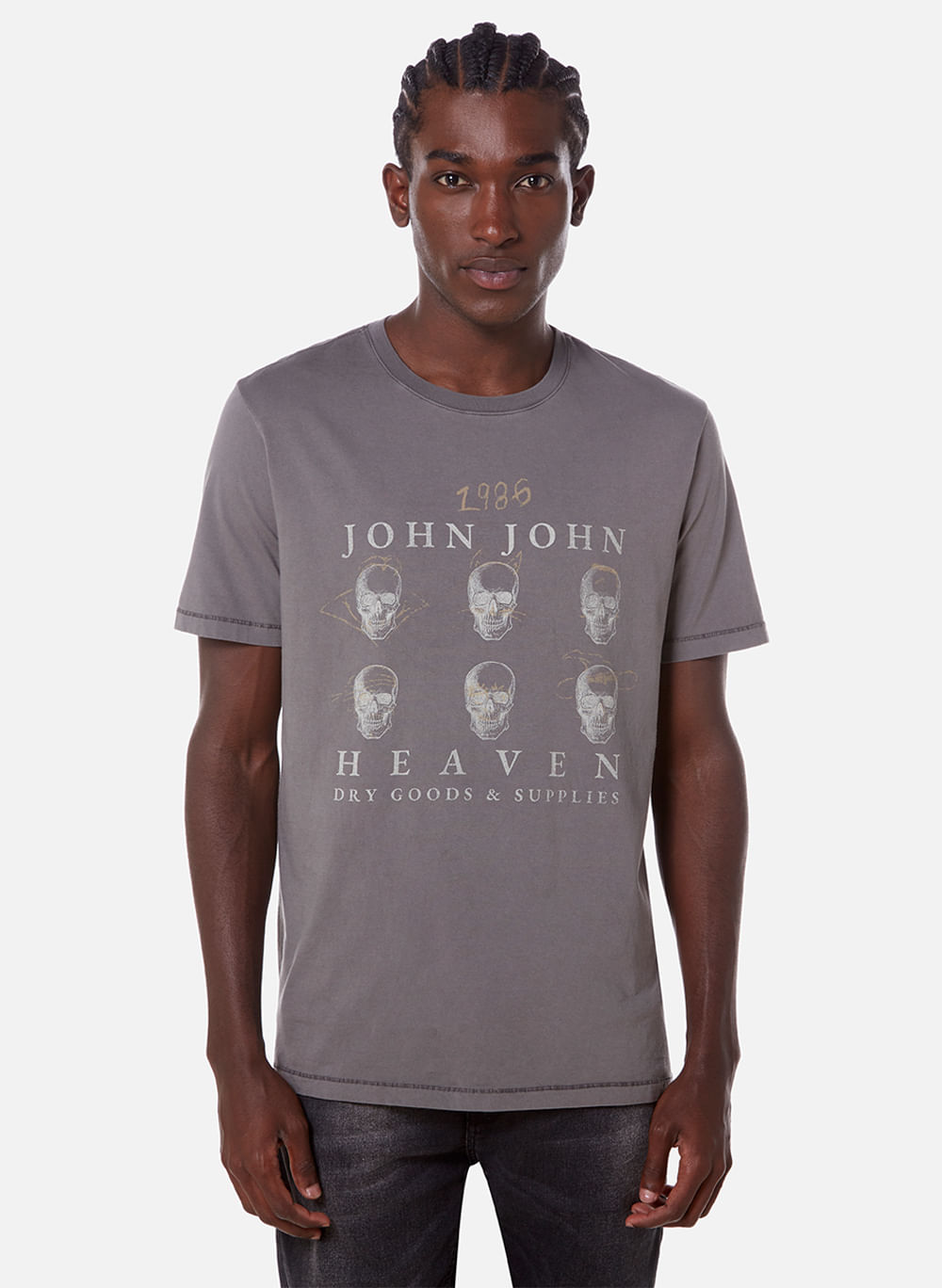 Camiseta Slim Fit Side Skull John John Masculina - John John