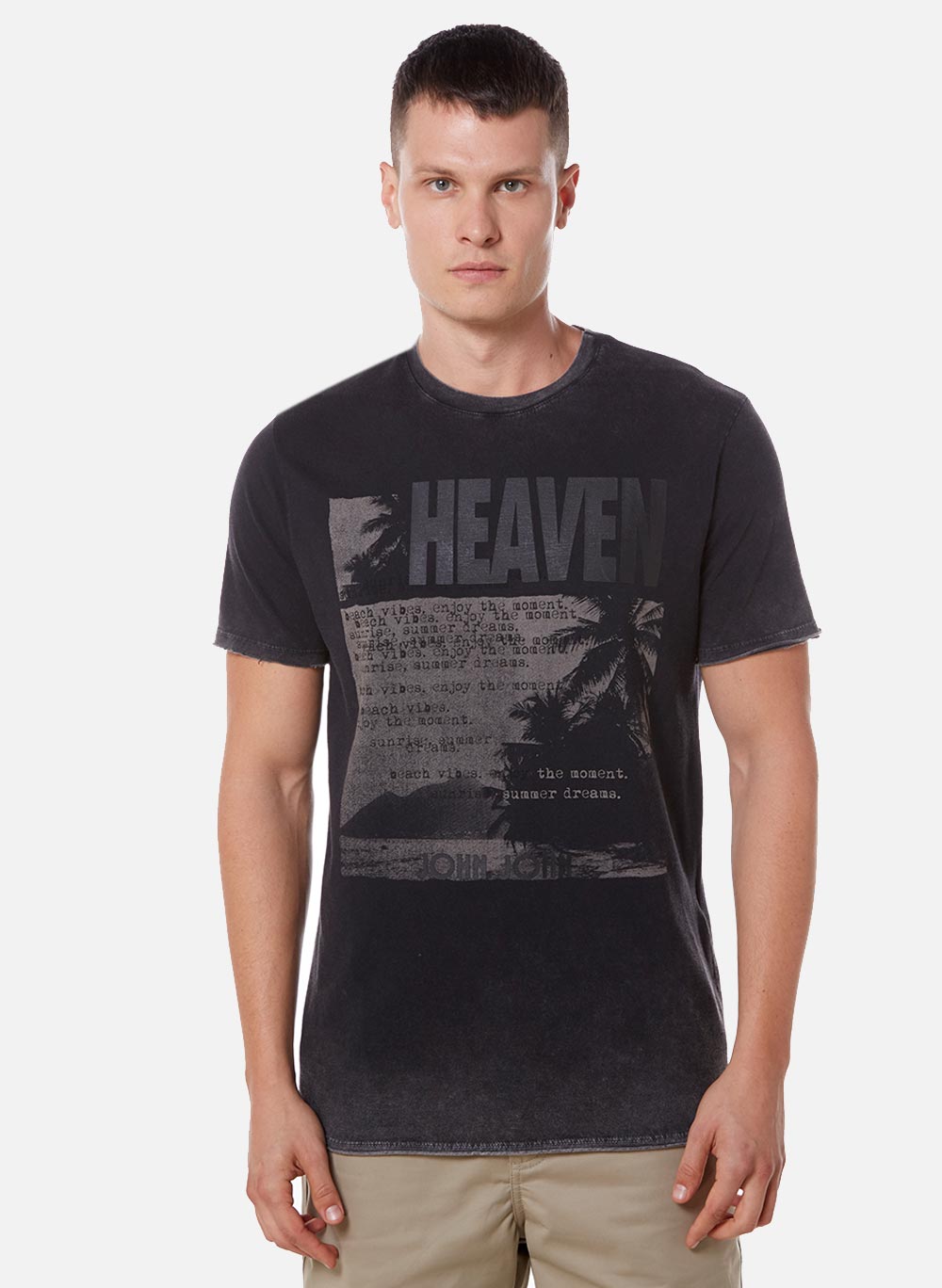 CAMISETA JOHN JOHN HEAVEN PALM PRETA - HENRI STORE MULTIMARCAS