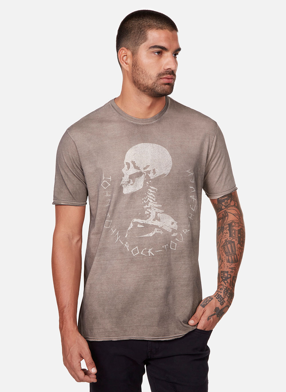 T-shirt Masculina Rlaxed Fit Skull Square - John John - Preto - Shop2gether