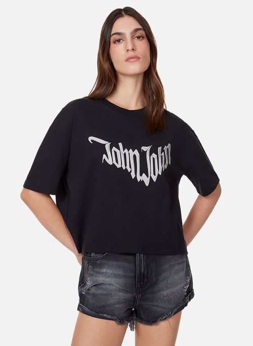 Camiseta John John Line Feminina Preta em Promoção na Americanas