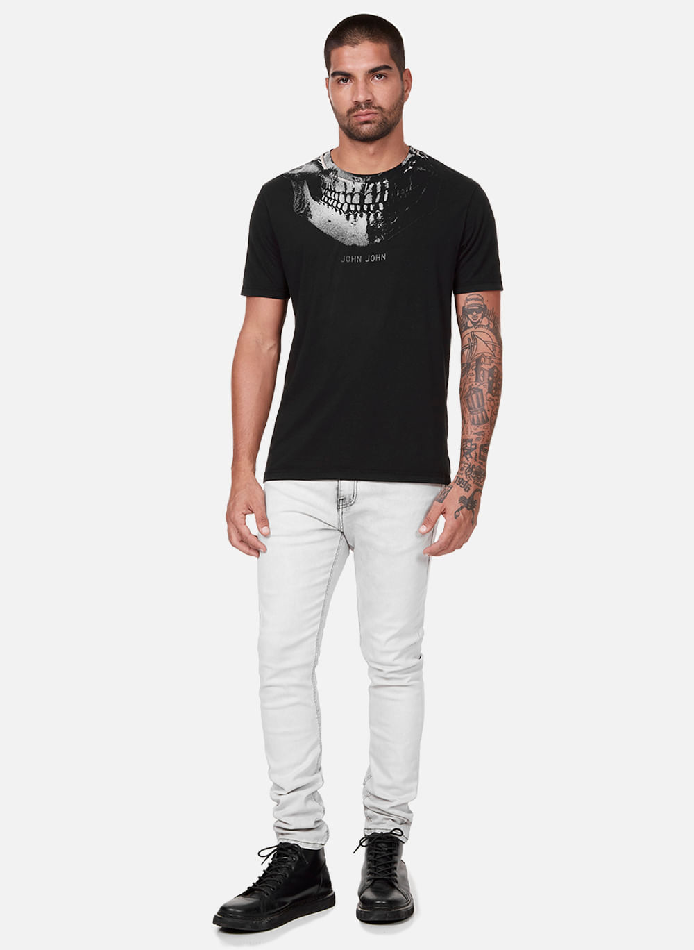 Camiseta John John Skull Square Preta - Compre Agora