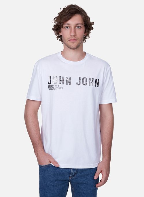 Camiseta John John Branca e Azul, Camiseta Masculina John John Usado  87413768