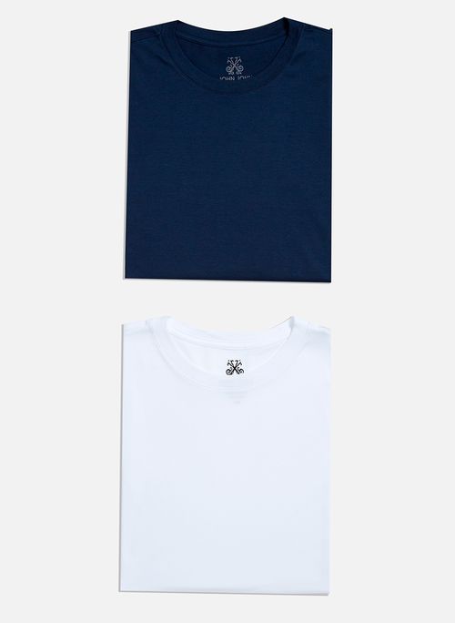 Kit 2 Camisetas Pima Branco e Azul John John Masculinas