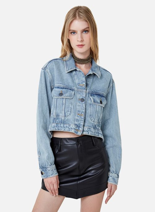 Jaqueta Jeans Cropped Pali John John Feminina