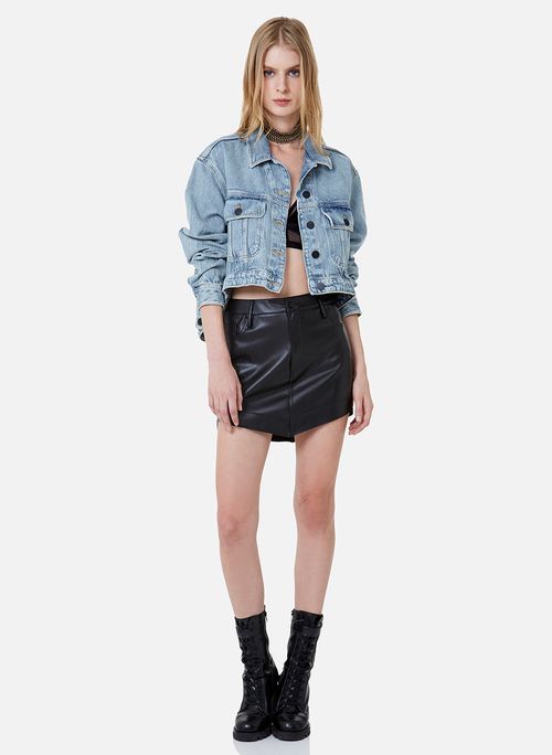 Jaqueta Jeans Cropped Pali John John Feminina