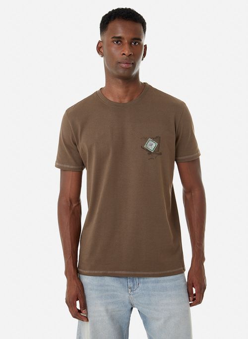 Camiseta Regular Fit Tiger Stamp Brown John John Masculina