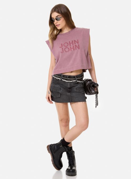 Saia Jeans Reta México Black John John Feminina