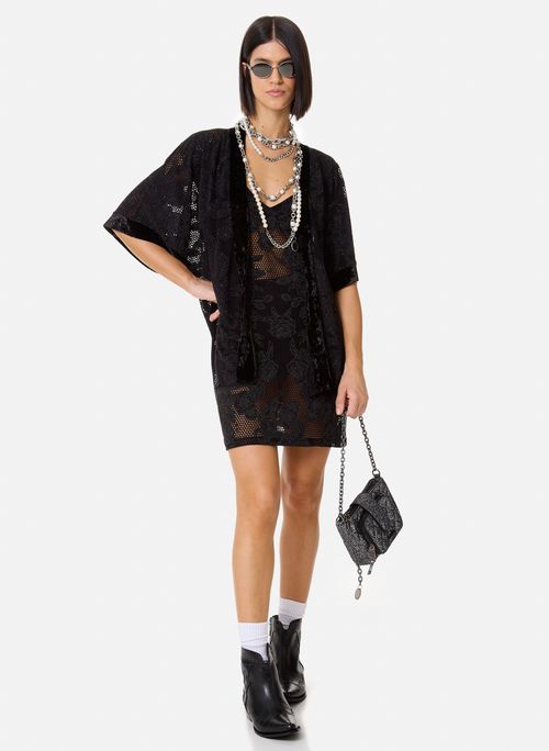 Kimono Amplo Black Roses John John Feminino