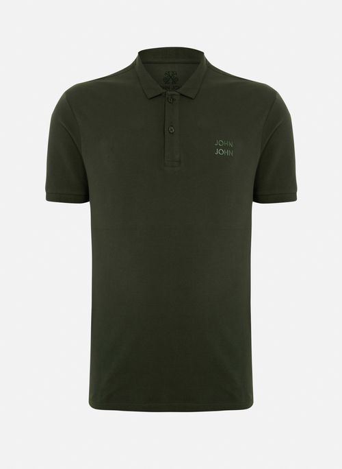 Polo Slim Fit Baule Verde Militar John John Masculina