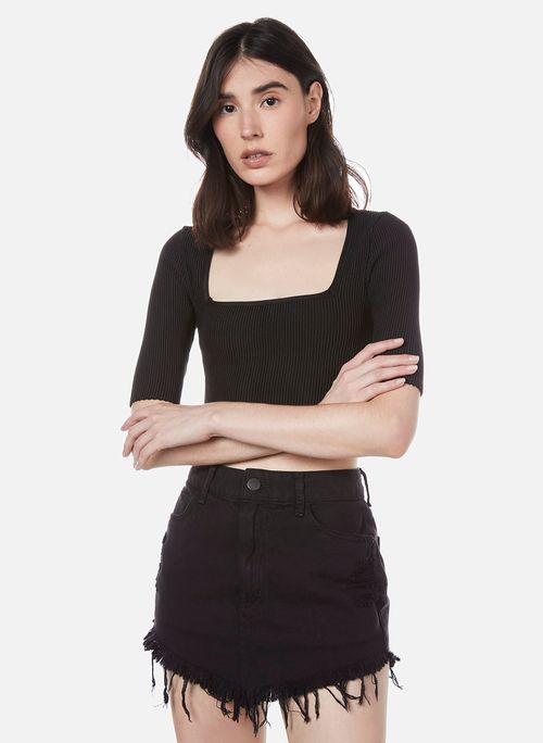 Blusa Cropped Perfect Black John John Feminina