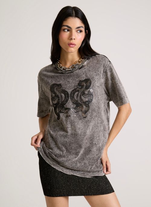 Camiseta Ampla Double Snakes John John Feminina