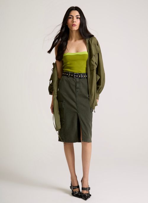 Saia Midi Cargo Green John John Feminina