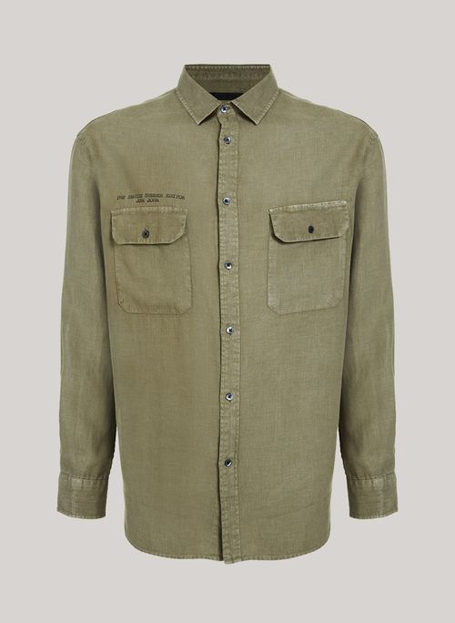 Camisa Oversized Linen Green John John Masculina