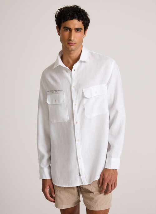 Camisa Oversized Linen White John John Masculina