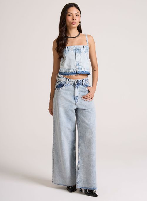 Calça Jeans Wide Leg Cannes John John Feminina