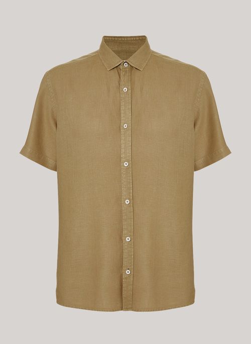 Camisa Relaxed Fit Linen Camel John John Masculina