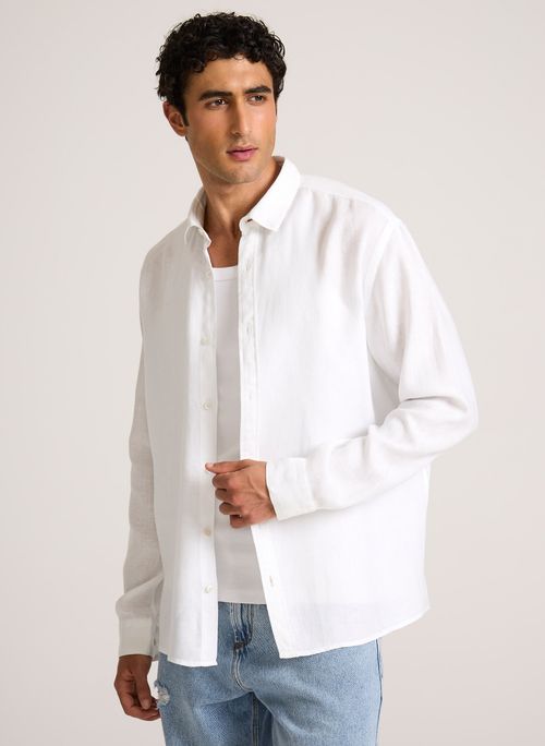 Camisa Relaxed Fit Linen White John John Masculina