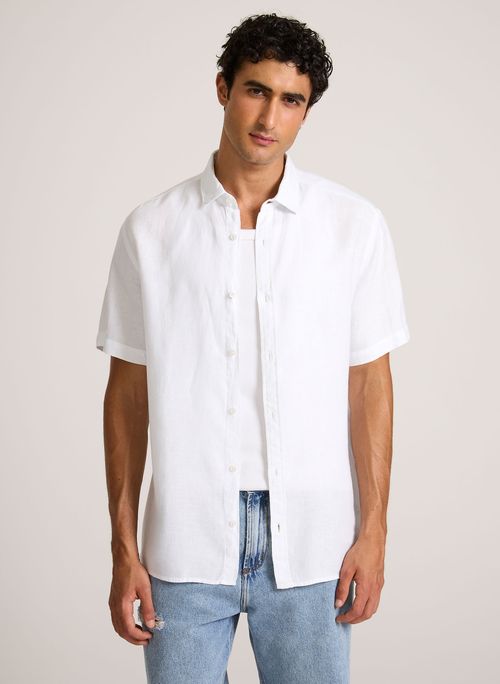 Camisa Relaxed Fit  Linen White John John Masculina