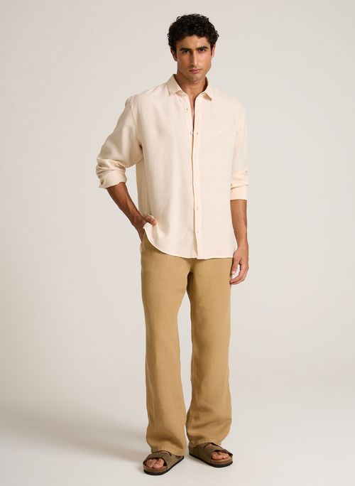 Calça Reta Linen Camel John John Masculina