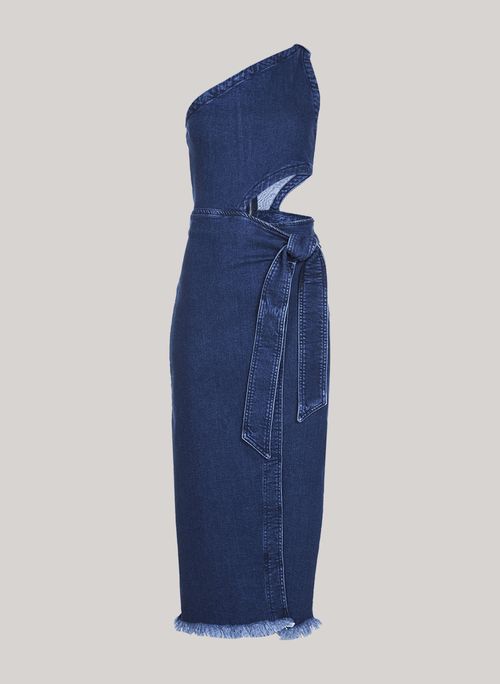 Vestido Jeans Justo Midi Blue Ane John John Feminino