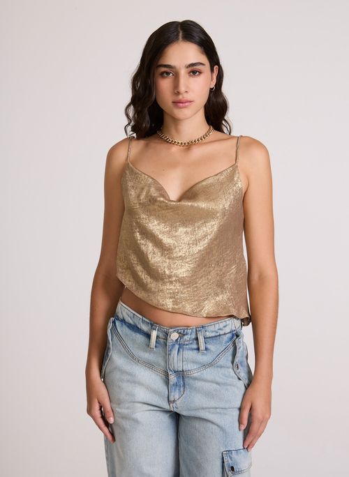 Top Fluído Gold Lame John John Feminino