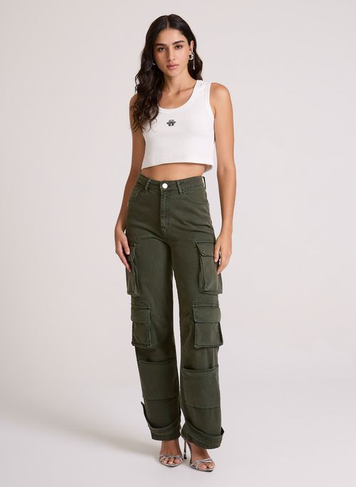 Calça Hype Cargo Nice Green John John Feminina