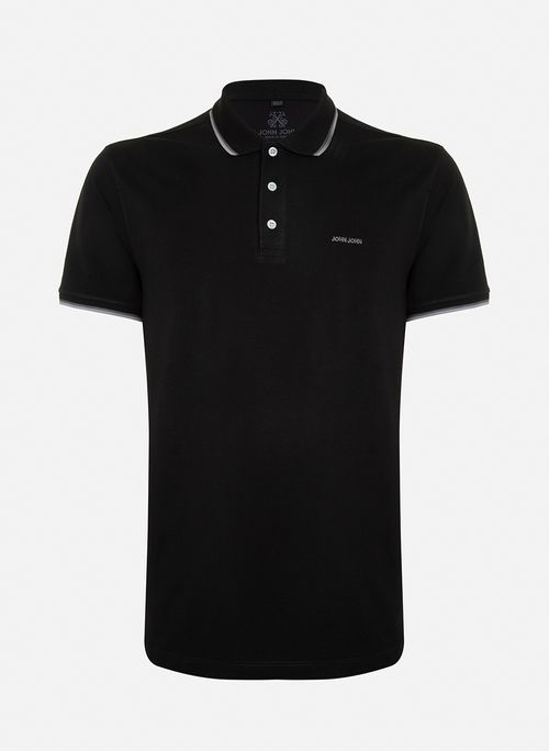 Polo Regular 2 Lines Preto John John Masculina