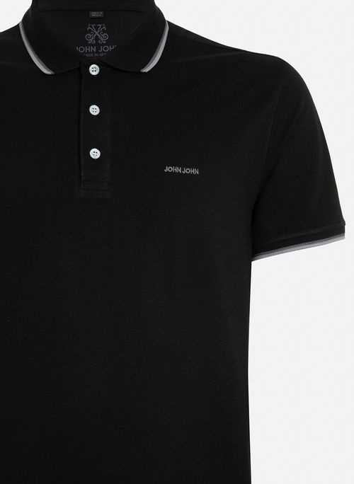 Polo Regular 2 Lines Preto John John Masculina