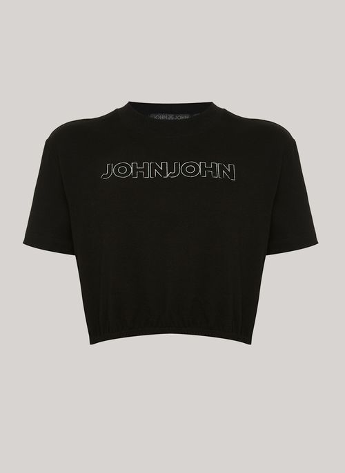 Camiseta Cropped Fine Lines Black John John Feminina