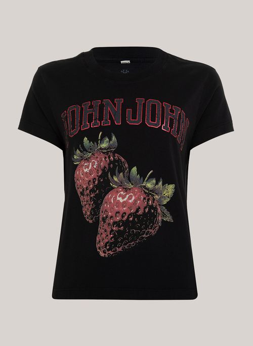 Camiseta Baby Tee Strawberry Gold John John Feminina