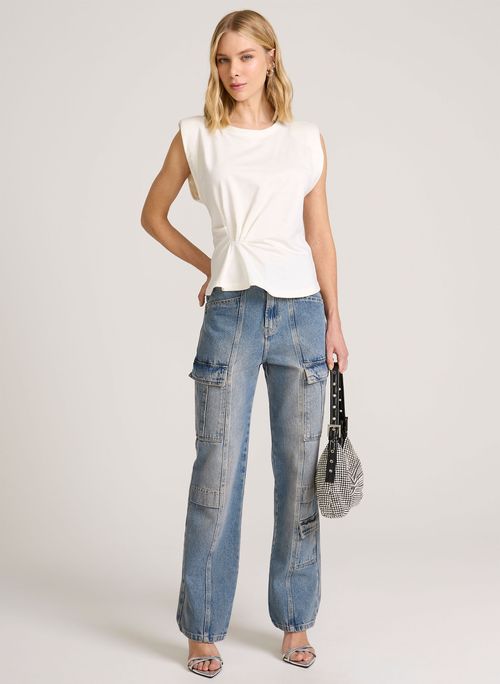 Calça Jeans Cargo New Wide Cargo Detroit John John Feminina