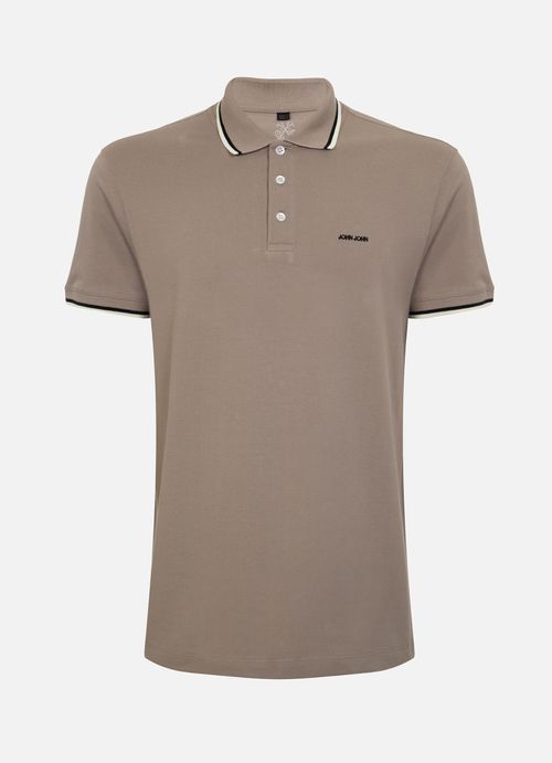 Polo Regular Fit 2 Lines Taupe John John Masculina