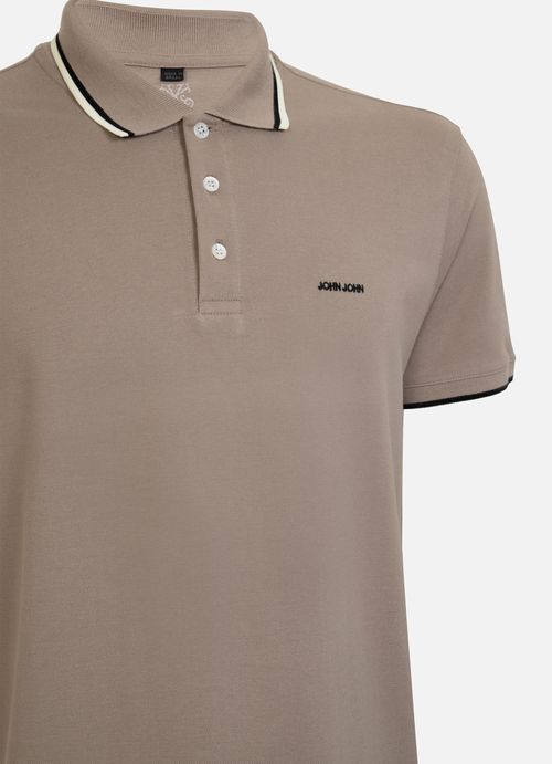 Polo Regular Fit 2 Lines Taupe John John Masculina