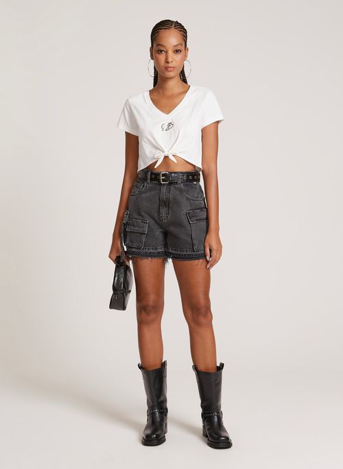 Shorts Jeans Girlfriend Cleveland John John Feminino