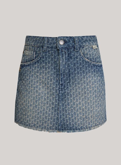 Saia Jeans Evasê Destroyed John John Feminina