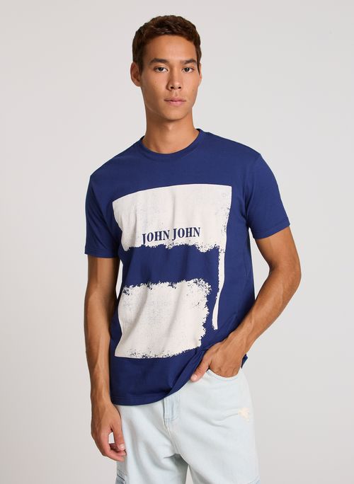 Camiseta Slim Fit Vintage Post Azul John John Masculina