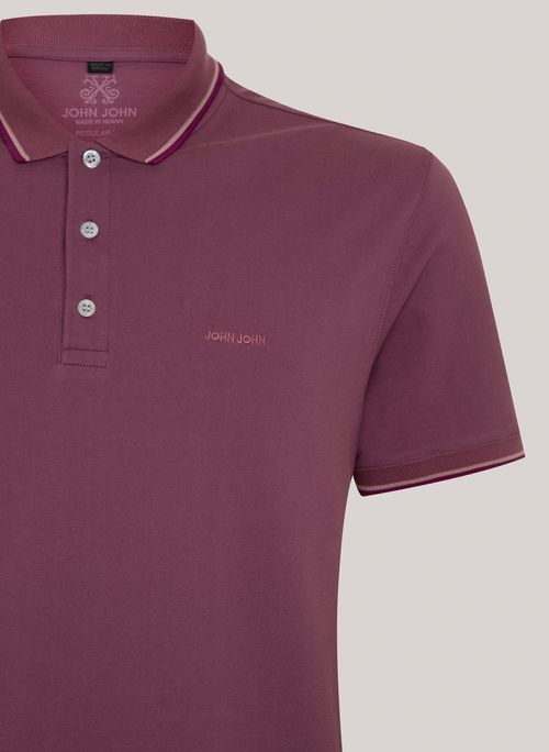 Polo Regular Fit 2 Lines Rosa Médio John John Masculina