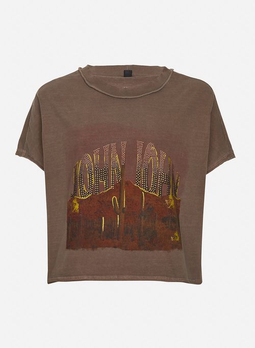 Camiseta Reta Sonora Marrom John John Feminina