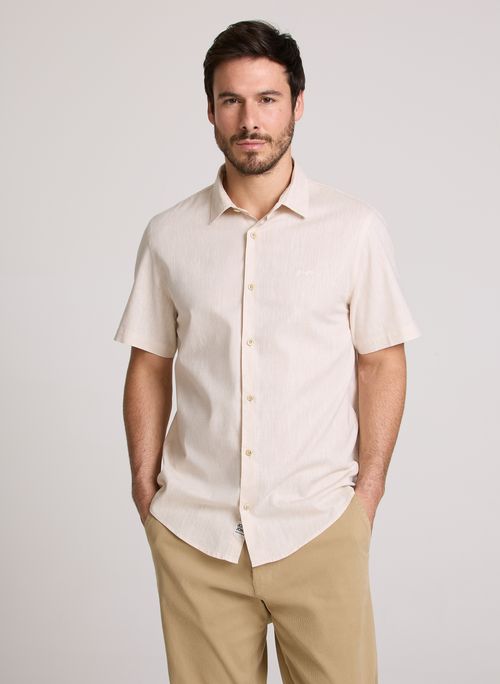 Camisa Regular Fit Blended Linen Brown John John Masculina