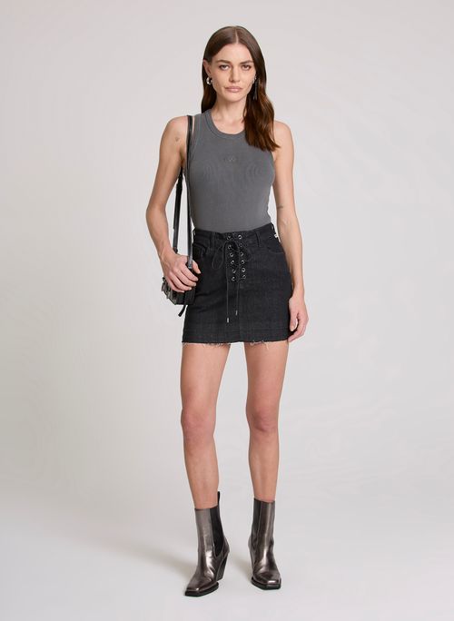 Saia Reta Lace Up John John Feminina