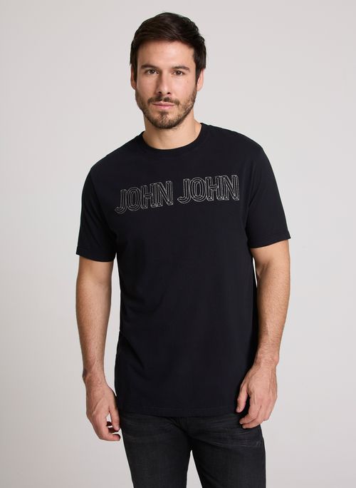 Camiseta Regular Fit Geometric John Black John John Masculina
