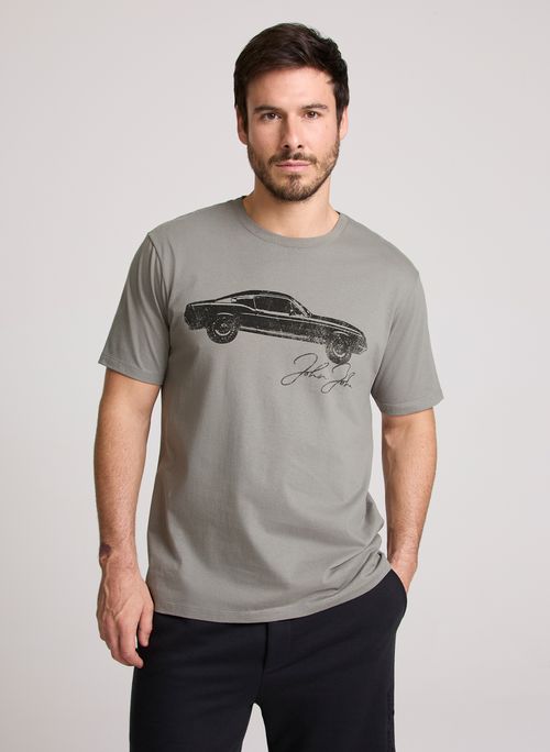 Camiseta Regular Fit Sport Car Cinza John John Masculina