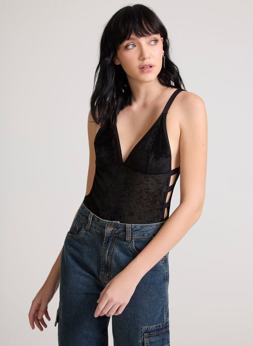 Body Justo Velvet Black John John Feminino
