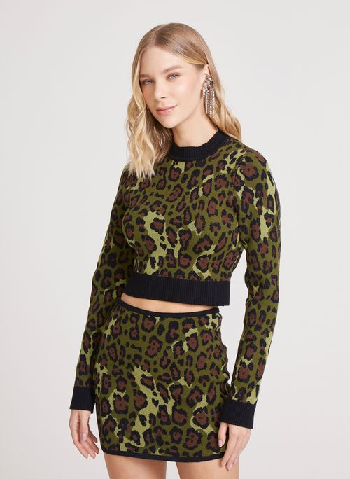 Blusa Cropped Leopard John John Feminina