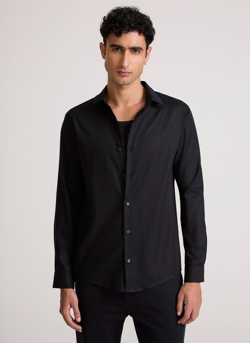 Camisa Regular Fit Jacquard Black John John Masculina