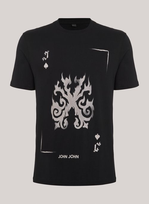 Camiseta Relaxed Fit Flaming Card Black John John Masculina