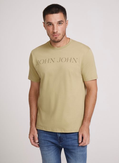 Camiseta Regular Fit Glam Aqua Bege John John Masculina