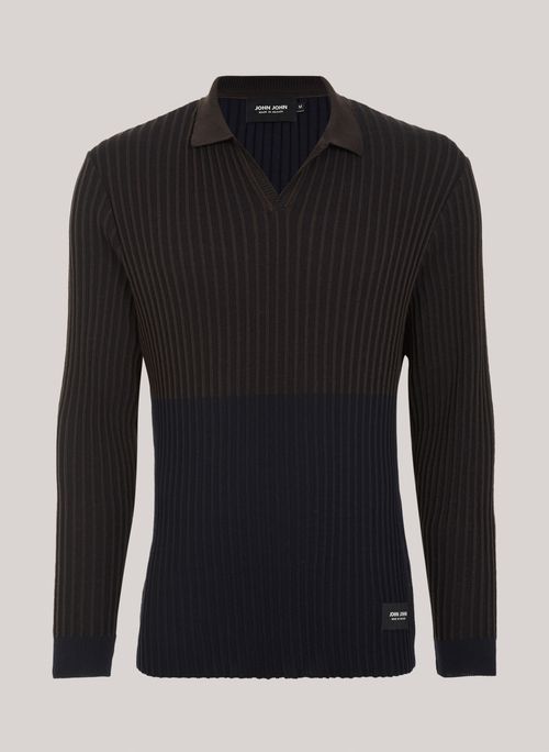 Suéter Tricot Polo Stripes Bicolor John John Masculino